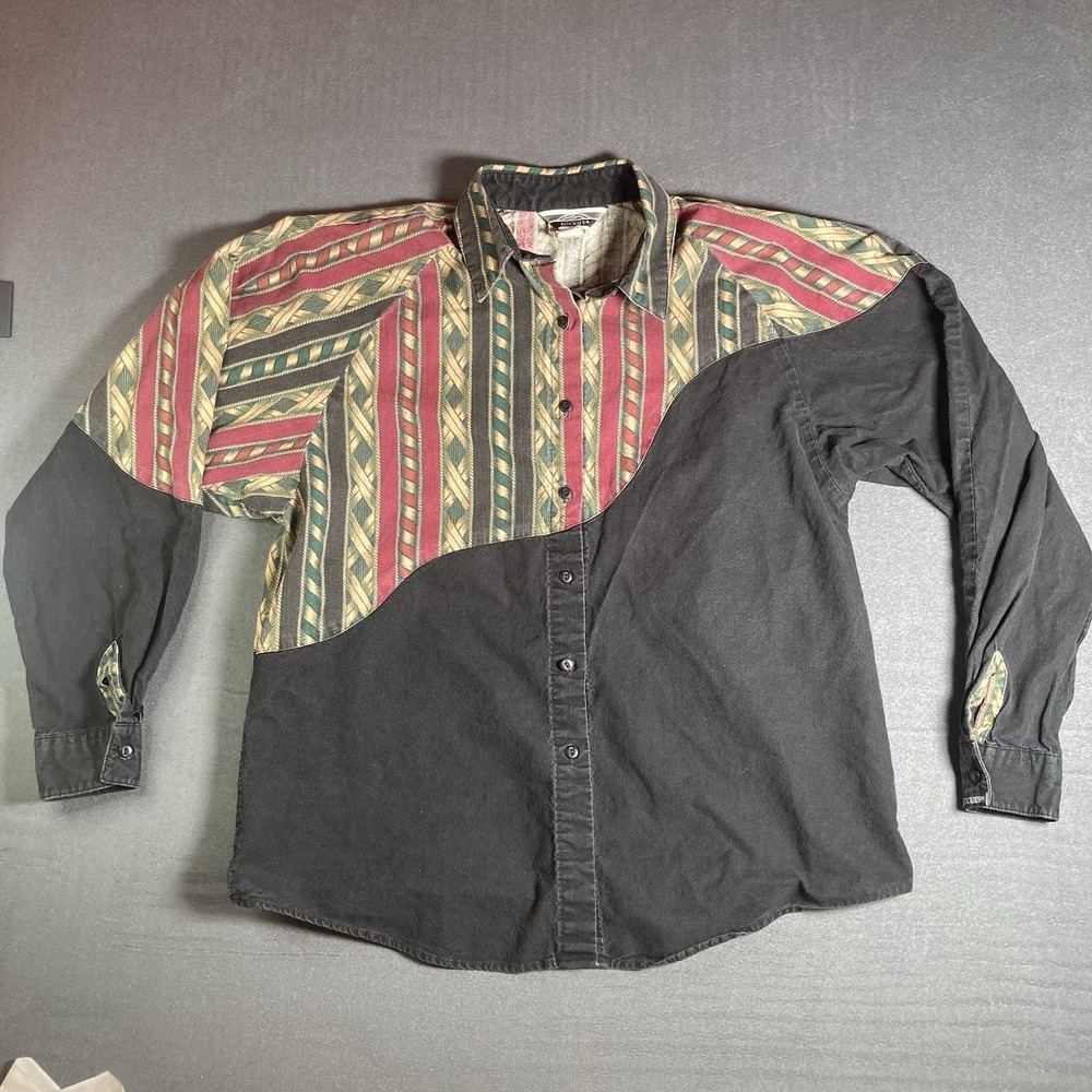 VTG Rockies Western Shirt Womens Large Aztec 80s Rodeo MADE IN USA